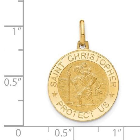 Leslie's 14k Polished and Satin Round St. Christopher Pendant - Picture 5 of 5